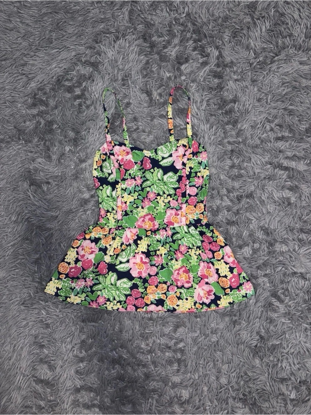 Lilly Pulitzer Gardenia Floral Mini Getaway Garden Peplum Blouse Smocked Size 0